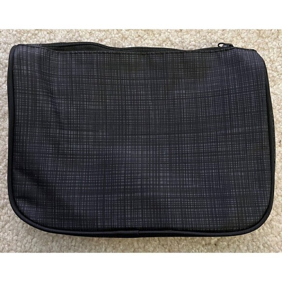 Thirty-One Gray Makeup Bag Tote Black Classic Travel Pouch Handbag Organizer - Picture 2 of 6